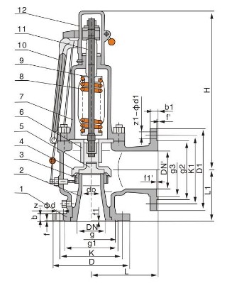 A48型全啟式安全閥結構圖