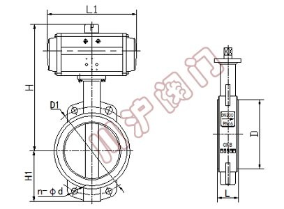 氣動對夾蝶閥結構圖